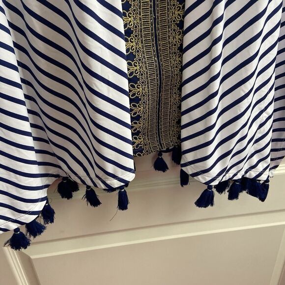 Cabana Life Embroidered Tasseled Swim Cover Up Nautical Blooms Size S/M - Picture 5 of 12
